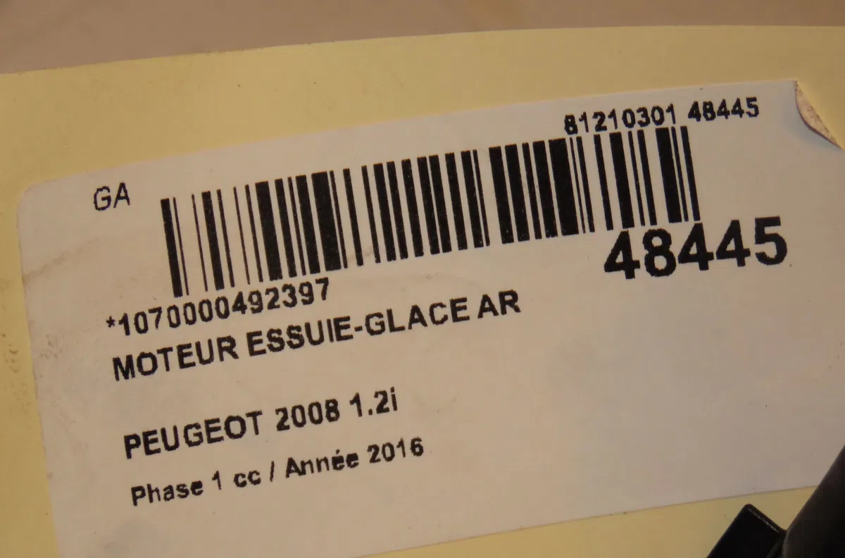 Moteur essuie-glace arrière Peugeot 2008 I (CU_) 1.2 thp 110 - puretech 110 (2015) 5 portes occasion