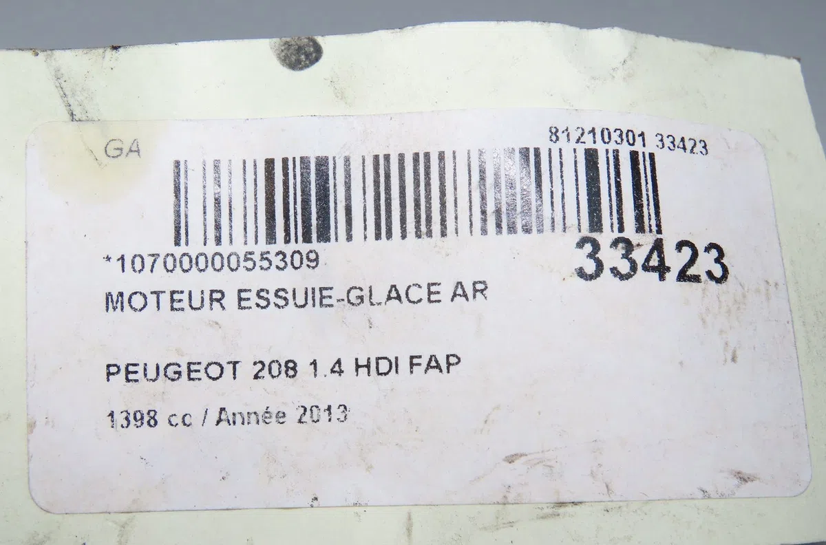 Moteur essuie-glace arrière Peugeot 208 I (CA_, CC_) 1.4 hdi (2012) 3 portes occasion