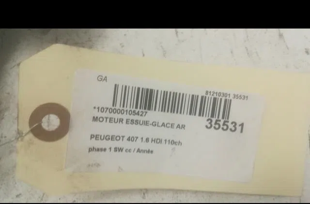 Moteur essuie-glace arrière Peugeot 407 SW (6E_) 1.6 hdi 110 (2004-2010) 5 portes occasion