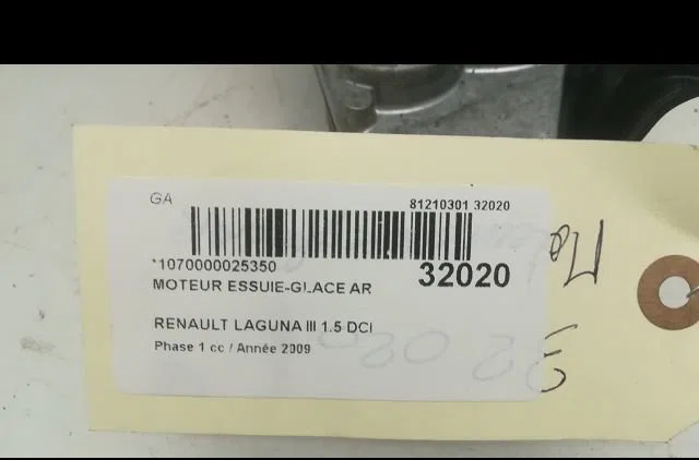 Moteur essuie-glace arrière RENAULT LAGUNA III 2009 occasion