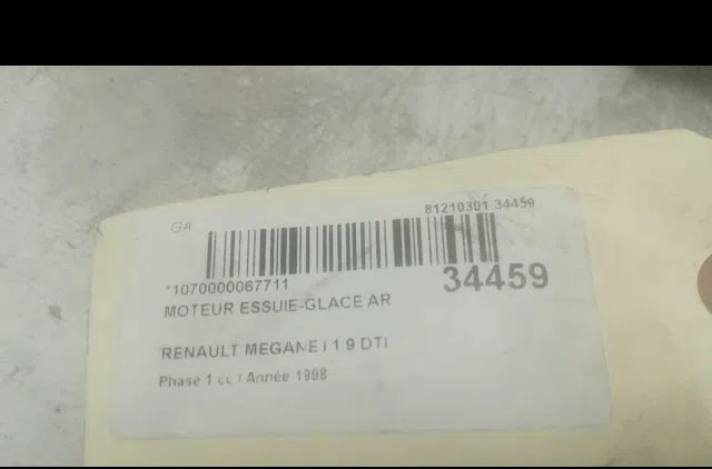 Moteur essuie-glace arrière Renault MEGANE I (BA0-1_) 1.9 dti (ba08, ba0n) (1997-2001) occasion