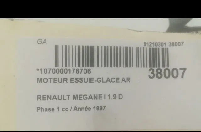 Moteur essuie-glace arrière Renault MEGANE I (BA0-1_) 1.9 tdi (1996-2003) occasion