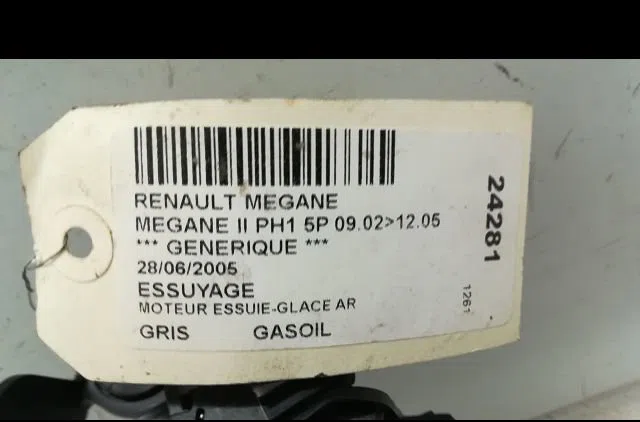Moteur essuie-glace arrière RENAULT MEGANE II 2005 occasion