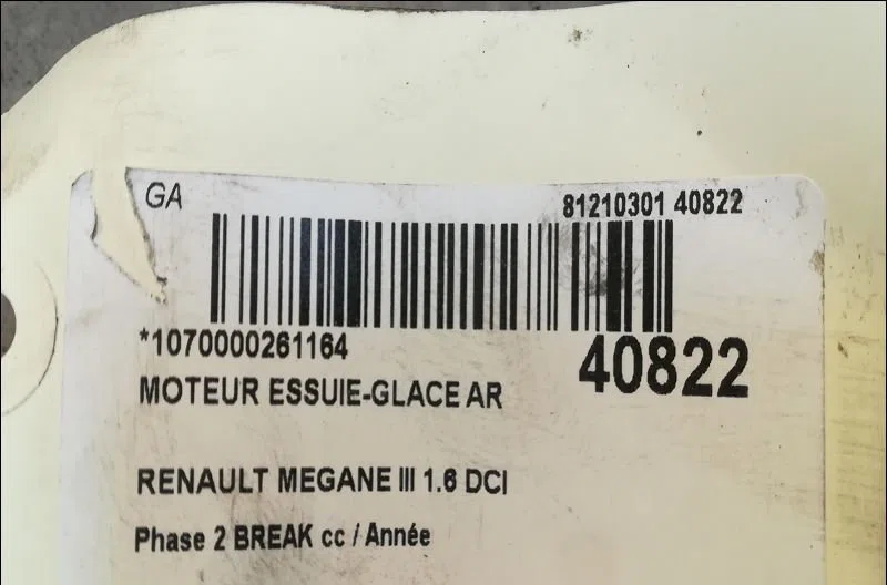 Moteur essuie-glace arrière Renault MEGANE III Grandtour (KZ0-1) 1.6 dci (kz00, kz12, kz13) (2011) occasion