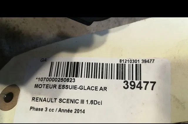 Moteur essuie-glace arrière Renault SCÉNIC III (JZ0-1_) 1.6 dci (jz00, jz12) (2011) 5 portes occasion