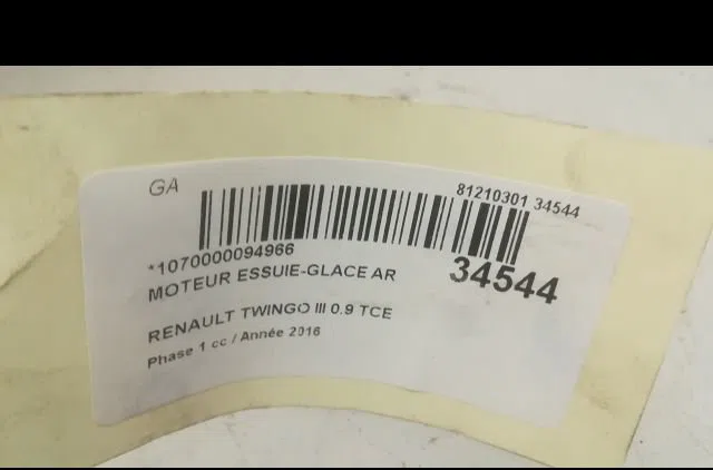 Moteur essuie-glace arrière Renault TWINGO III (BCM_, BCA_) 0.9 tce 90 (2014) 5 portes occasion