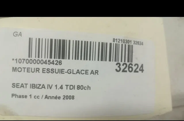 Moteur essuie-glace arrière Seat IBIZA IV (6J5, 6P1) 1.4 tdi (2008-2010) 5 portes occasion