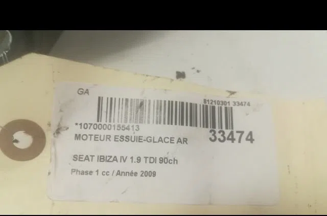 Moteur essuie-glace arrière Seat IBIZA IV SC (6J1, 6P5) 1.9 tdi (2008-2010) occasion
