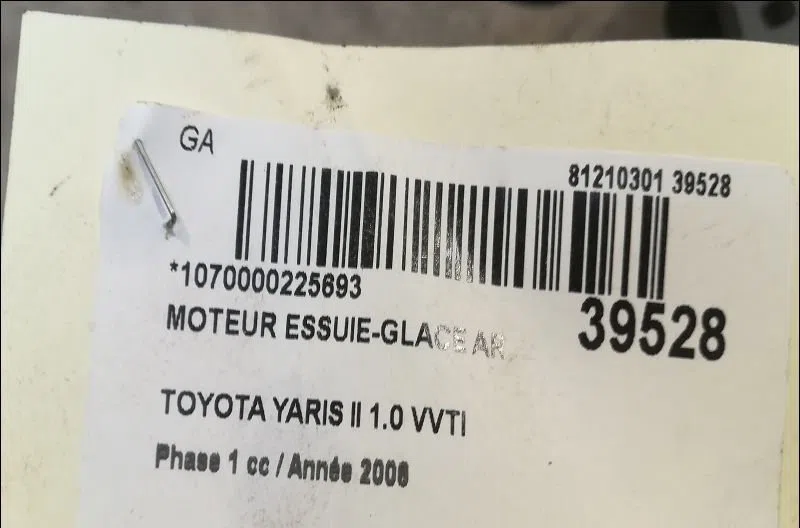 Moteur essuie-glace arrière Toyota YARIS (_P9_) 1.0 vvt-i (ksp90_) (2005-2011) 5 portes occasion