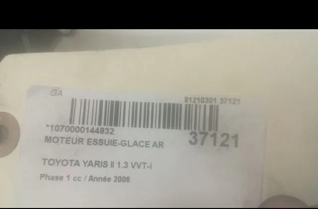 Moteur essuie-glace arrière Toyota YARIS (_P9_) 1.3 vvt-i (scp90_) (2005-2010) occasion