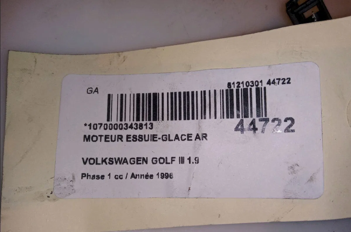 Moteur essuie-glace arrière Volkswagen GOLF III (1H1) 1.9 tdi (1993-1997) occasion