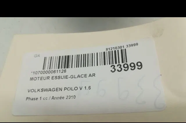 Moteur essuie-glace arrière Volkswagen POLO V (6R1, 6C1) 1.6 tdi (2009) 5 portes occasion
