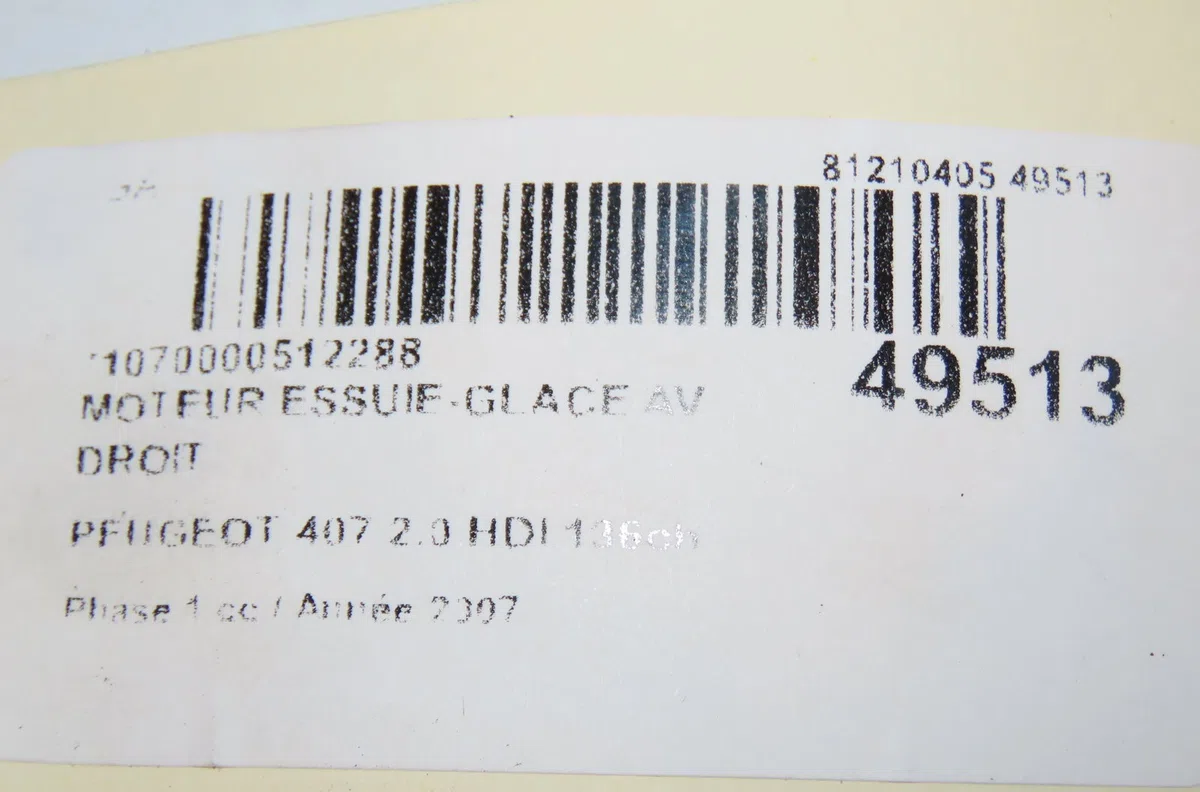 Moteur essuie-glace av droit Peugeot 407 (6D_) 2.0 hdi 135 (6drhrh, 6drhre, 6drhrg, 6drhrj) (2004-2010) 4 portes occasio
