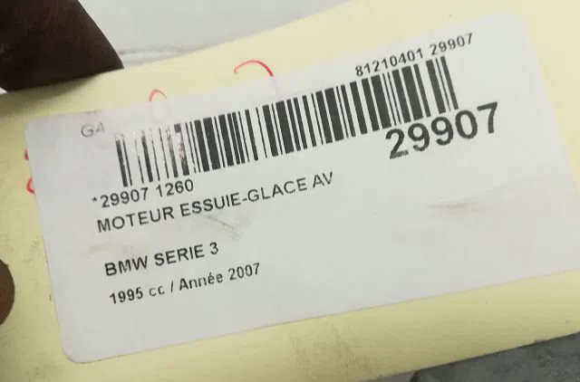 Moteur essuie-glace avant B.M.W. SERIE 3 V 2007 occasion