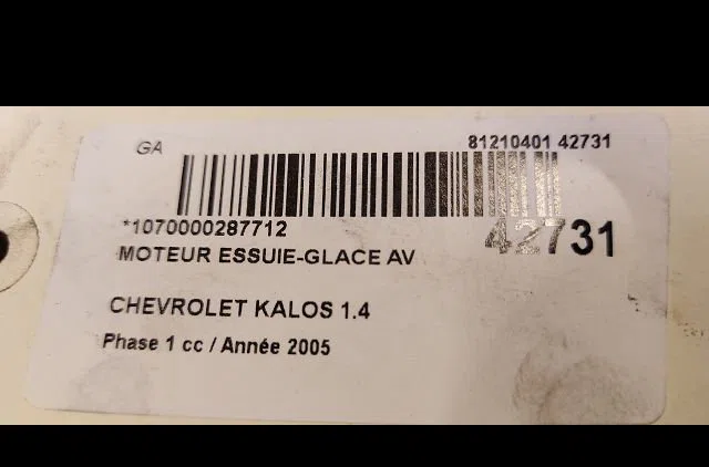 Moteur essuie-glace avant Chevrolet AVEO - KALOS 3-5 portes (T200) 1.4 (2005-2008) occasion
