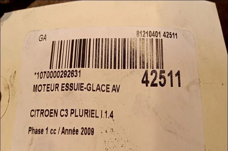Moteur essuie-glace avant Citroen C3 Pluriel (HB_) 1.4 hdi (2004) 2 portes occasion