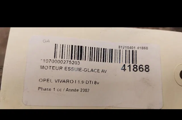 Moteur essuie-glace avant Opel VIVARO A Fourgon (X83) 1.9 dti (f7) (2001-2014) occasion