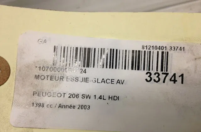 Moteur essuie-glace avant Peugeot 206 SW (2E-K) 1.4 hdi (2002-2007) 5 portes occasion