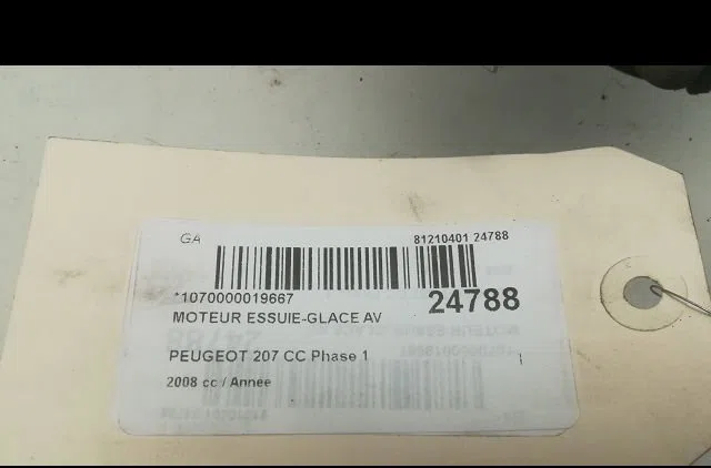 Moteur essuie-glace avant PEUGEOT 207 CC 2008 occasion