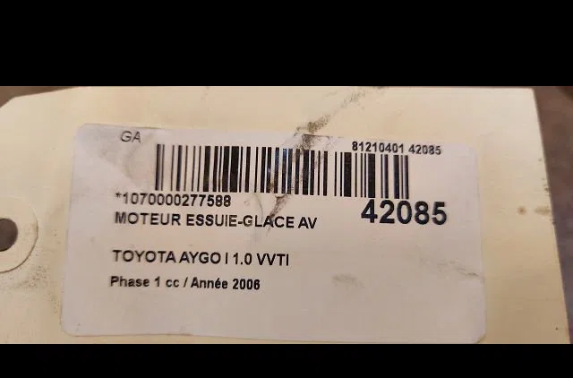 Moteur essuie-glace avant Toyota AYGO (_B1_) 1.0 (kgb10_) (2005-2014) 5 portes occasion
