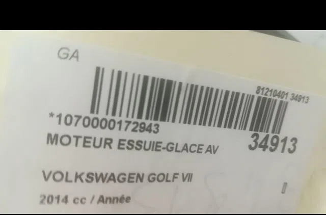 Moteur essuie-glace avant VOLKSWAGEN GOLF VII 2014 occasion