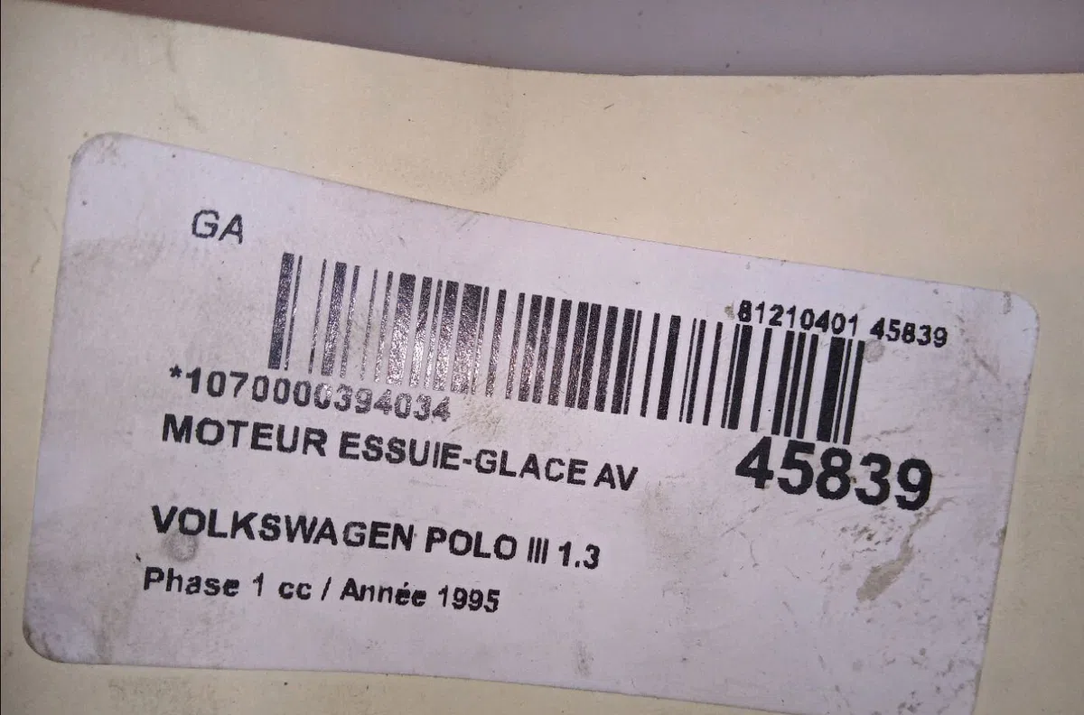 Moteur essuie-glace avant Volkswagen POLO III (6N1) 55 1.3 (1994-1997) occasion