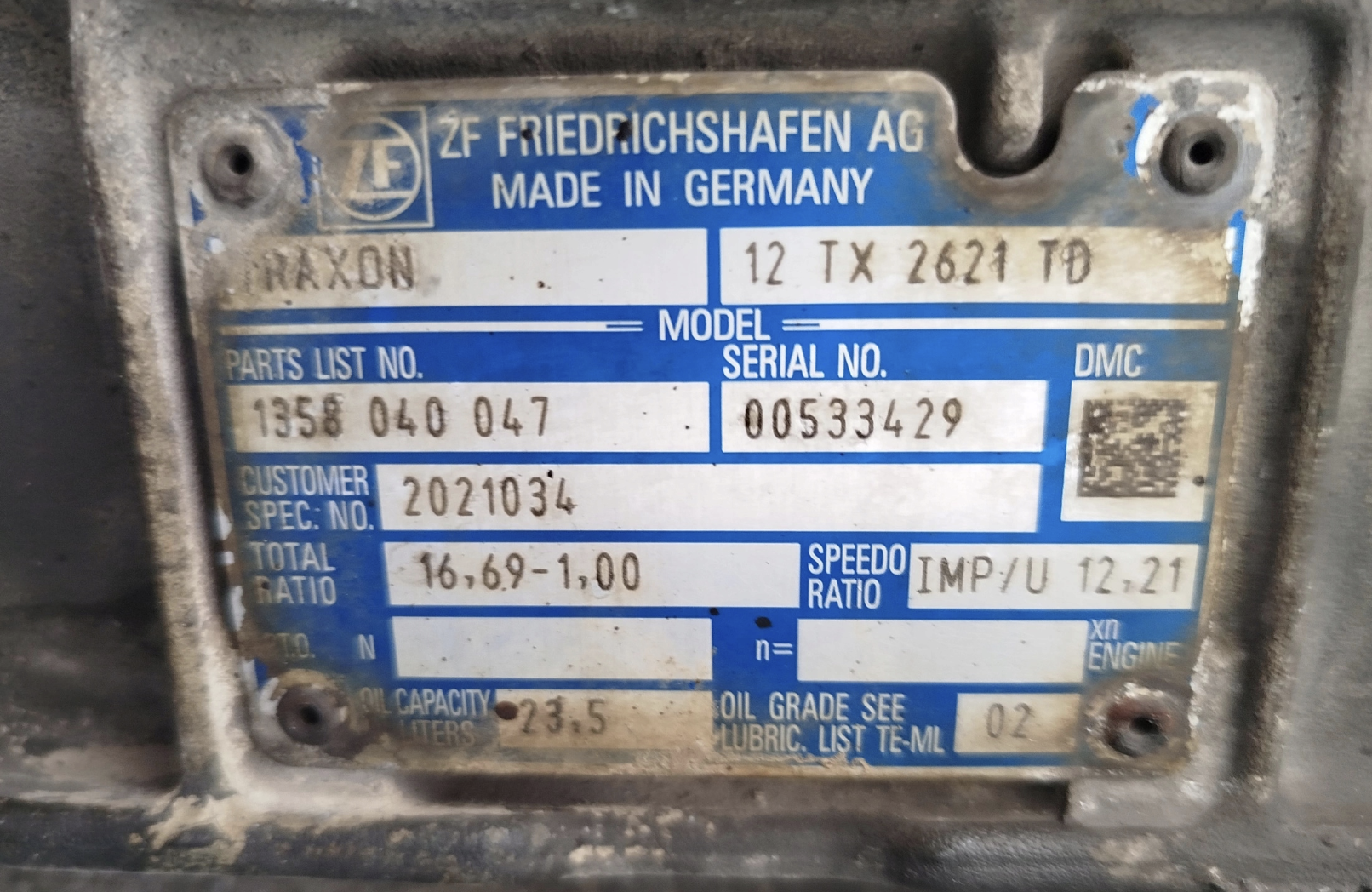 Boite de vitesses automatique DAF XF 106 480 LIFT 12 TX 2621TD