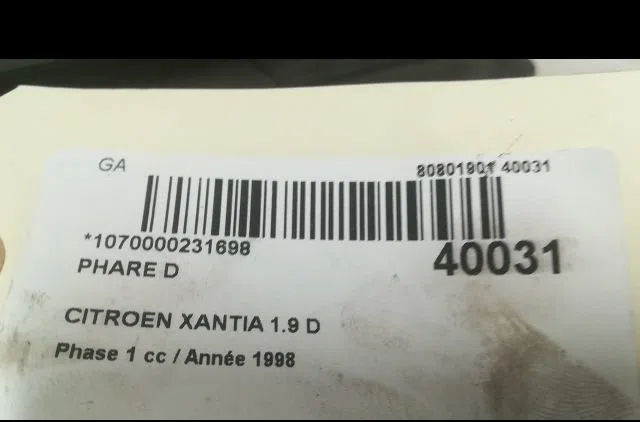 Phare droit Citroen XANTIA (X1_, X2_) 1.9 sd (1996-2003) occasion
