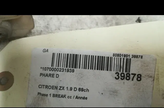 Phare droit Citroen ZX Break (N2) 1.9 d (1994-1997) occasion