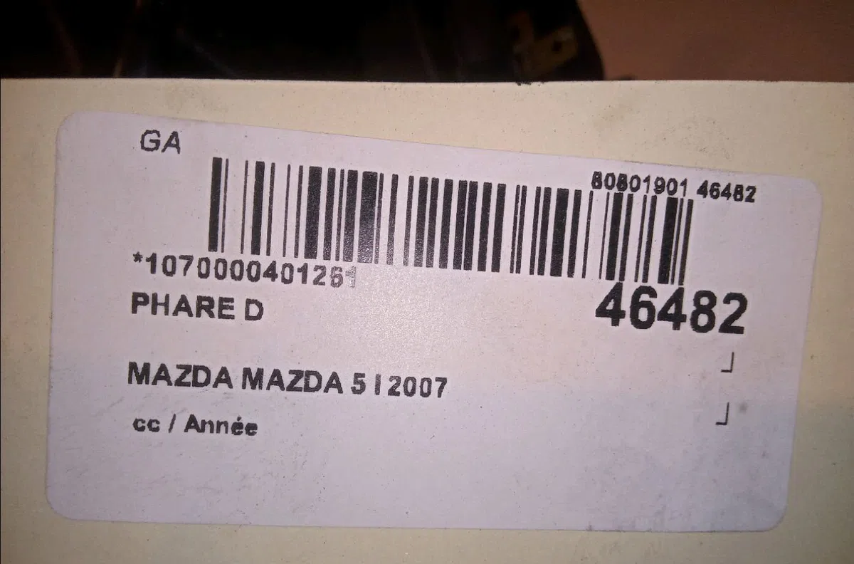Phare droit MAZDA MAZDA 5 I 2007 occasion