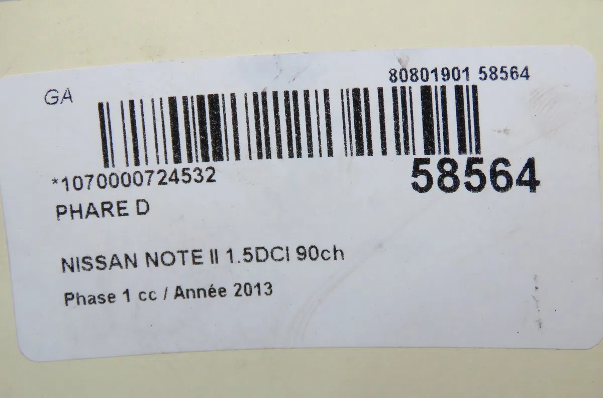 Phare droit Nissan NOTE (E12) 1.5 dci (2013) occasion