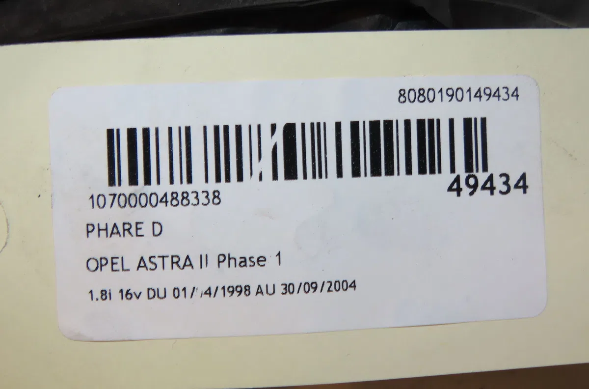 Phare droit Opel ASTRA G 3-5 portes (T98) 1.8 16v (f08, f48) (1998-2000) occasion