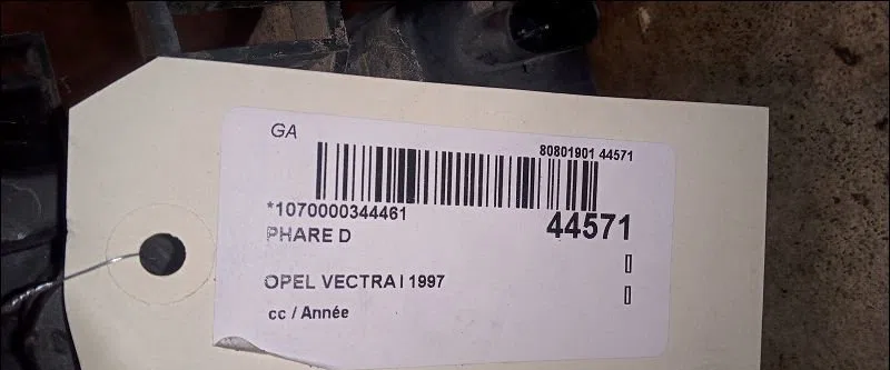 Phare droit Opel VECTRA B 3-5 portes (J96) 2.0 i 16v (f68) (1995-2000) occasion