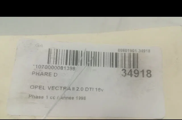Phare droit Opel VECTRA B (J96) 2.0 dti 16v (f19) (1997-2002) occasion