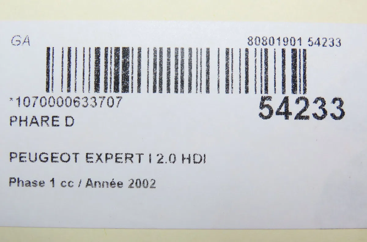 Phare droit Peugeot EXPERT Camionnette (222) 2.0 hdi (2000-2006) occasion