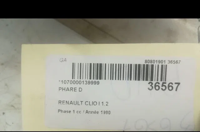 Phare droit Renault CLIO I (B-C57_, 5-357_) 1.2 (b-c-s572) (1990-1996) occasion