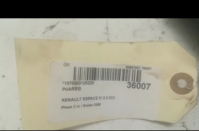 Phare droit Renault ESPACE IV (JK0-1_) 2.0 dci (jk01, jk02, jk1j, jk1k, jk1h) (2006) occasion