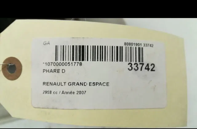 Phare droit Renault ESPACE IV (JK0-1_) 3.0 dci (jk0e, jk0y) (2006-2015) occasion