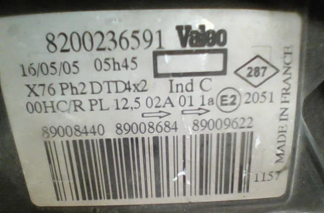 Phare droit Renault KANGOO (KC0-1_) 1.5 dci (kc08, kc09) (2002) occasion