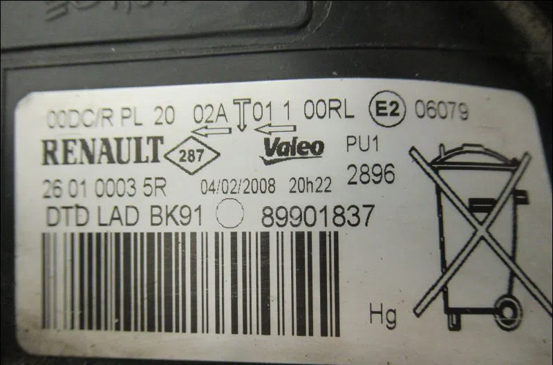 Phare droit Renault LAGUNA III Grandtour (KT0-1) 2.0 dci (kt01, kt08, kt09, kt0k, kt12, kt1d, kt1w) (2007-2015) 5 portes