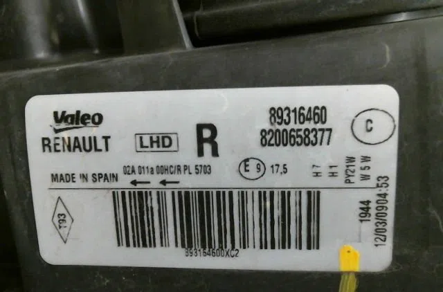 Phare droit Renault MODUS - GRAND MODUS (F-JP0_) 1.2 (jp0s) (2004) occasion