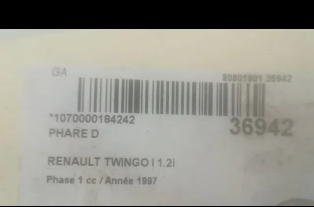 Phare droit Renault TWINGO I (C06_) 1.2 (c066, c068) (1996-2007) 3 portes occasion