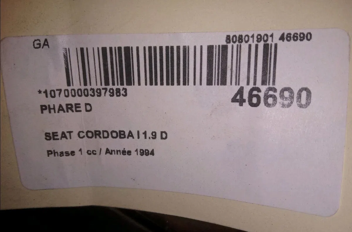 Phare droit Seat CORDOBA (6K1, 6K2) 1.9 d (1993-1996) occasion