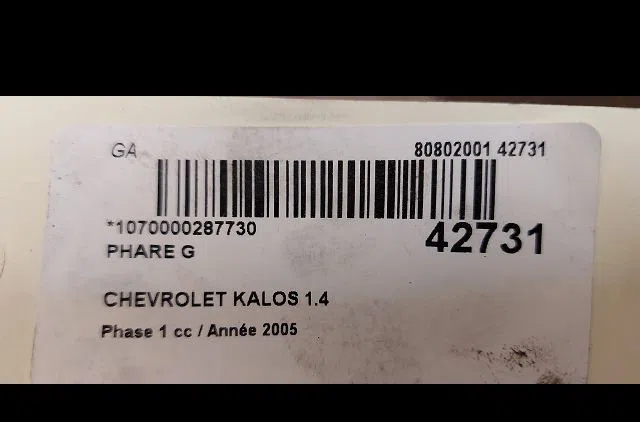 Phare gauche Chevrolet AVEO - KALOS 3-5 portes (T200) 1.4 (2005-2008) occasion