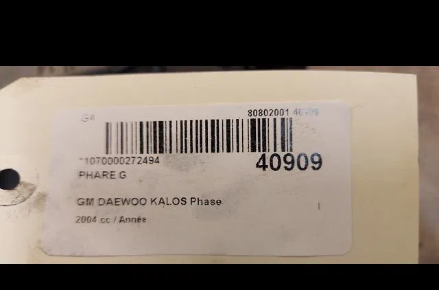 Phare gauche Daewoo KALOS (KLAS) 1.2 (2003) occasion
