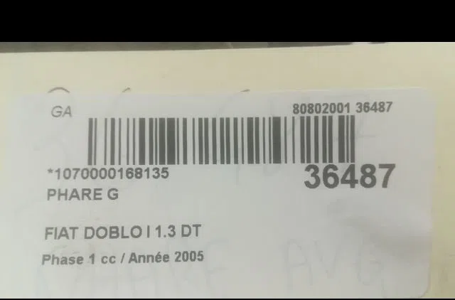 Phare gauche Fiat DOBLO Monospace (119_, 223_) 1.3 jtd 16v (2004-2005) occasion