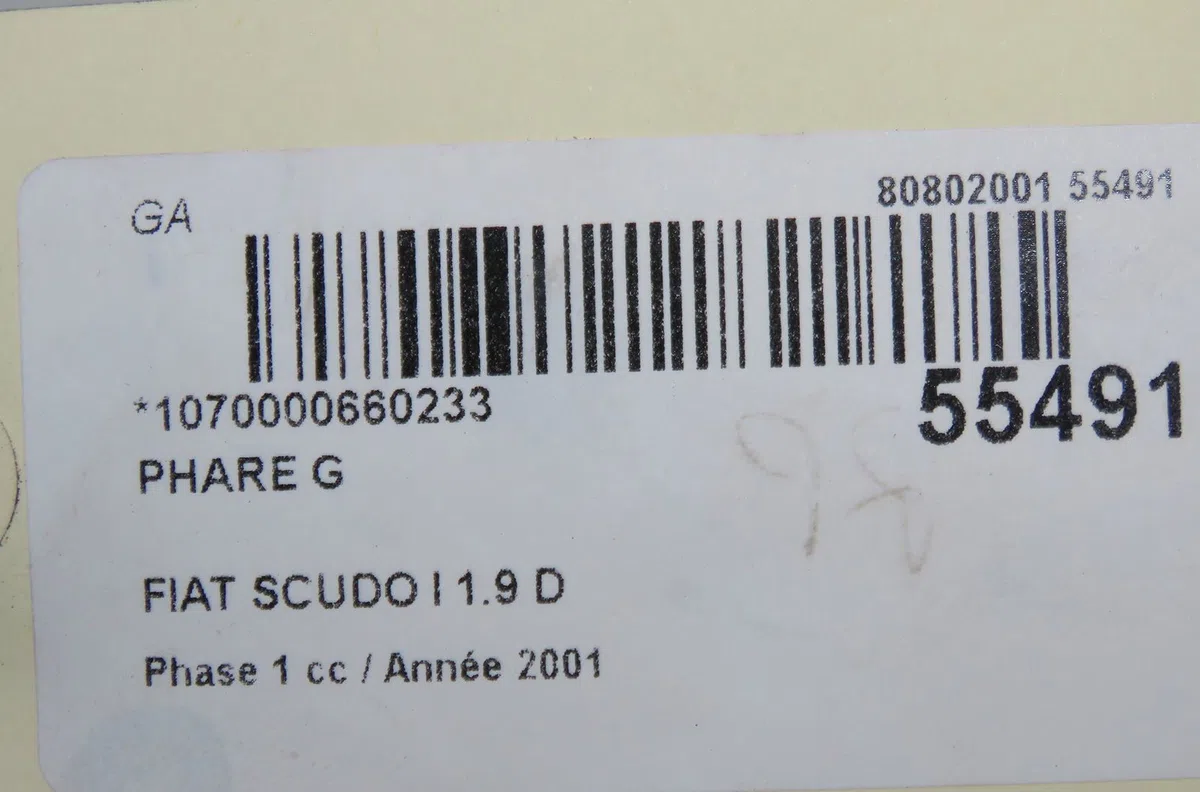 Phare gauche Fiat SCUDO Autobus-Autocar (220_) 1.9 d (1996-1998) occasion