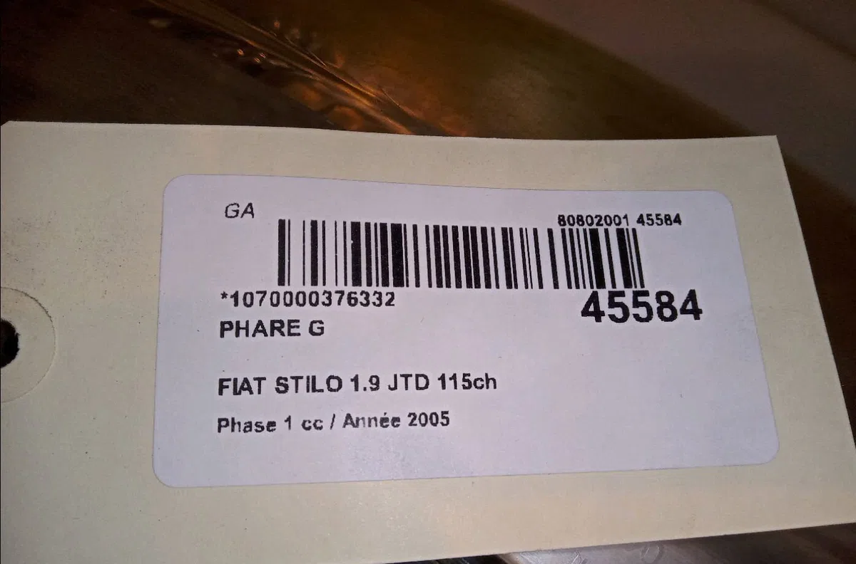 Phare gauche Fiat STILO (192_) 1.9 jtd (192_xe1a) (2001-2006) occasion
