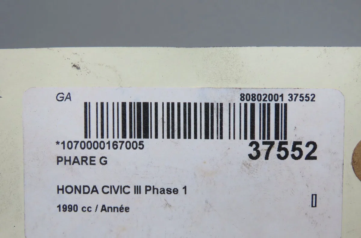 Phare gauche Honda CIVIC IV Hatchback (EC, ED, EE) 1.4 l (ec9) (1987-1989) occasion