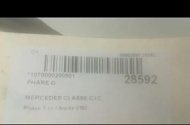 Phare gauche MERCEDES CLASSE C I 2002 occasion